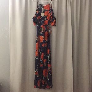 Beautiful floral navy and orange wrap dress